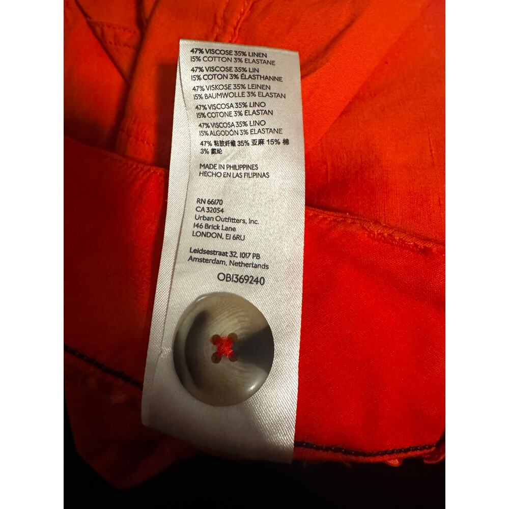 Maeve Anthropologie Colette Pants Orange Wide Leg Cropped Linen Blend Size 26 - Picture 6 of 6